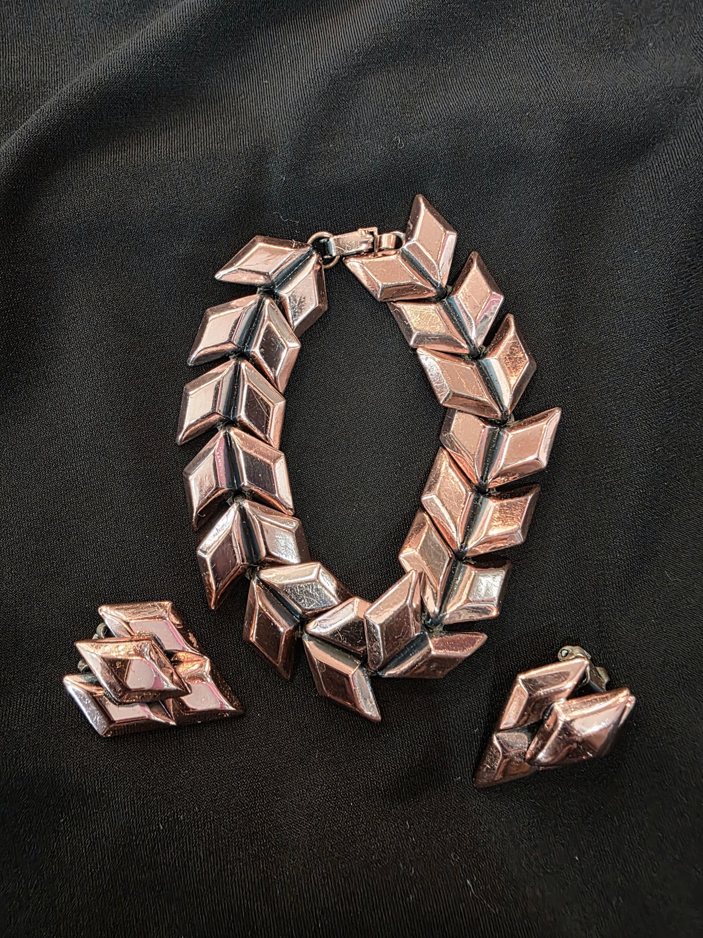 Renoir Chevron Bracelet/Earring Set circa 1950's