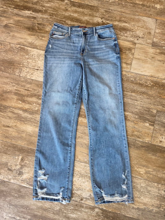 Judy Blue Distressed Straight Fit Jeans Sz 11/30