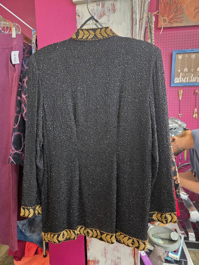 Vintage Creative Creations Silk Beaded Dinner Jacket Sz X-Large