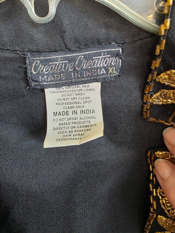 Vintage Creative Creations Silk Beaded Dinner Jacket Sz X-Large
