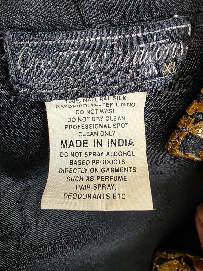 Vintage Creative Creations Silk Beaded Dinner Jacket Sz X-Large