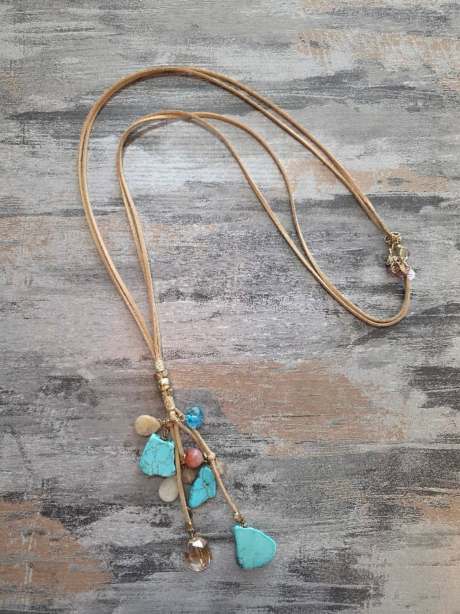 Dangle Pendant Leather Necklace
