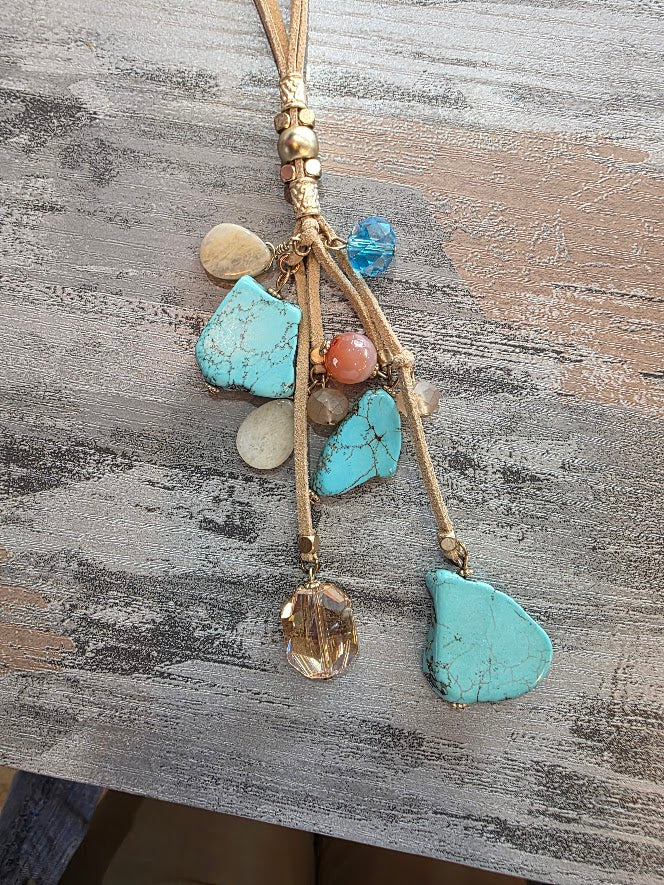 Dangle Pendant Leather Necklace
