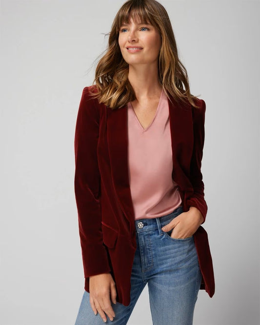 WHBM Burgundy Velvet Editor Blazer Sz 6