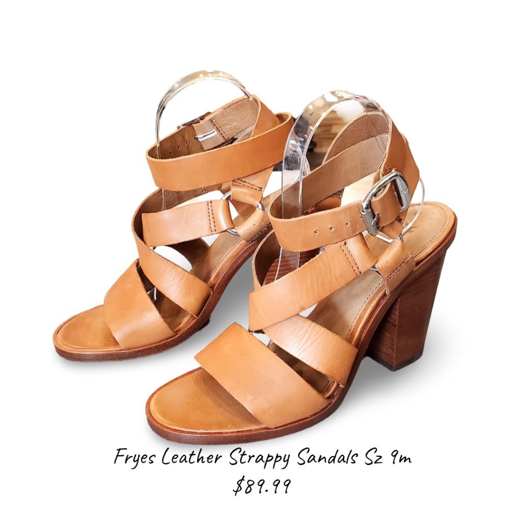 Frye Leather Strappy Heeled Sandals Sz 9M
