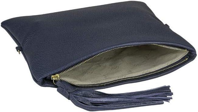 GiGi New York Handcrafted Womens Pebble Leather Stella Foldover Clutch With Detachable Crossbody Strap