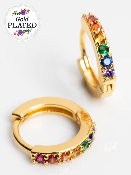 Huggie Hoop Earrings Rainbow