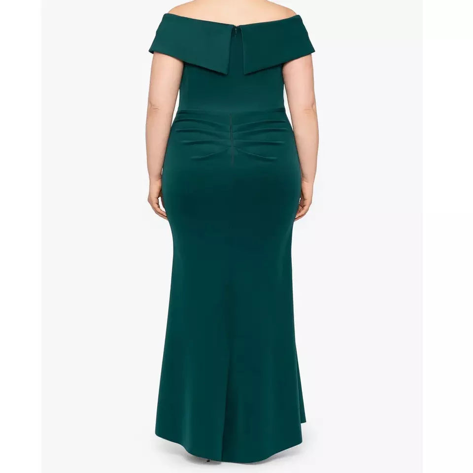 Xscape Off Shoulder Hunter Green Formal Dress Sz 8