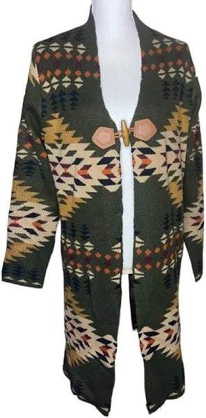 Keren Hart Aztec Print Duster Sz Medium