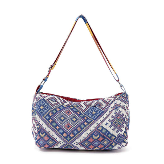 Woven Tapestry Shoulder Bag - Blue