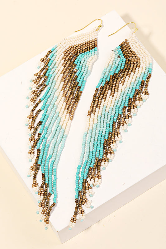 Seed Beaded Boho Fringe Earrings