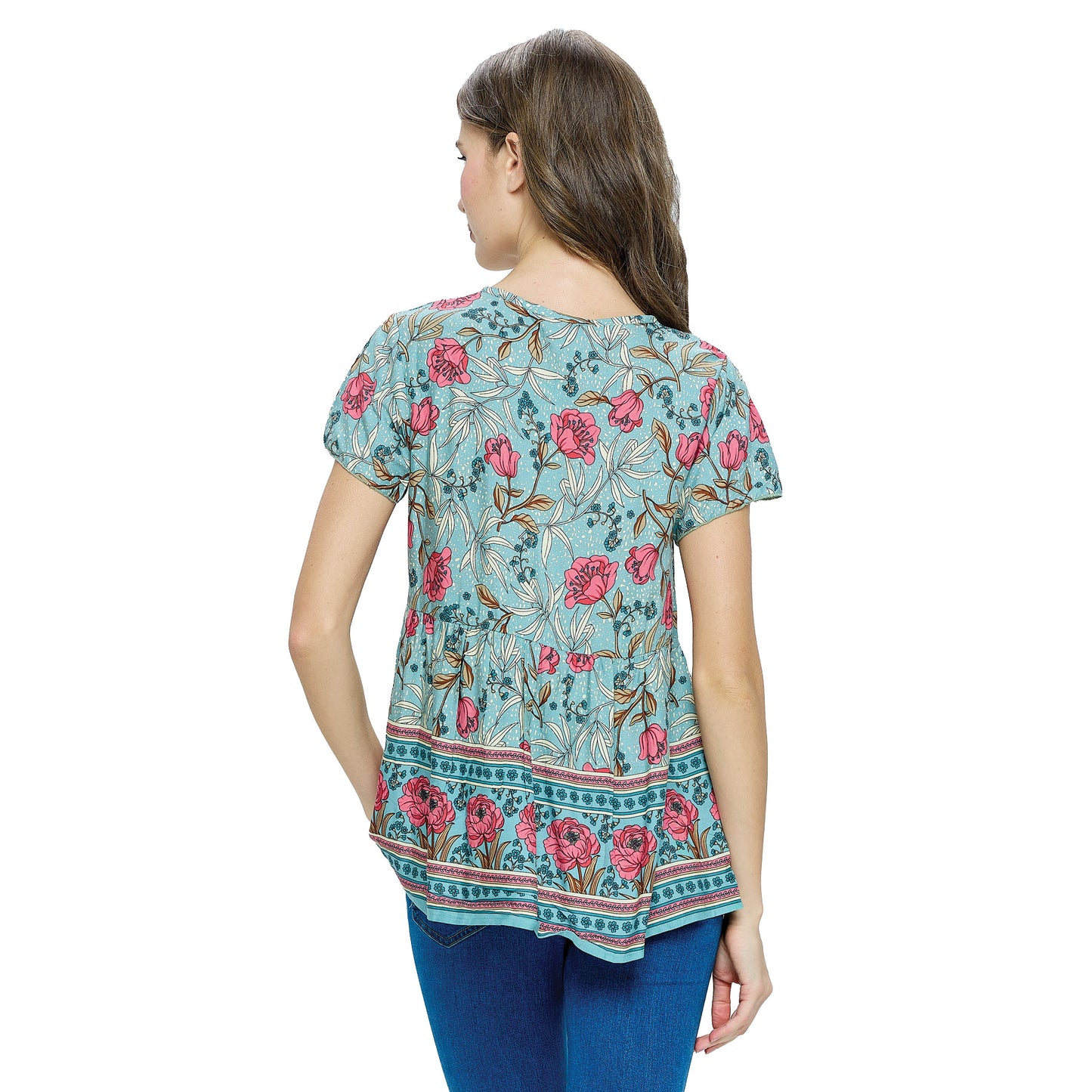 Yak & Yeti Floral Ruffled Blouse